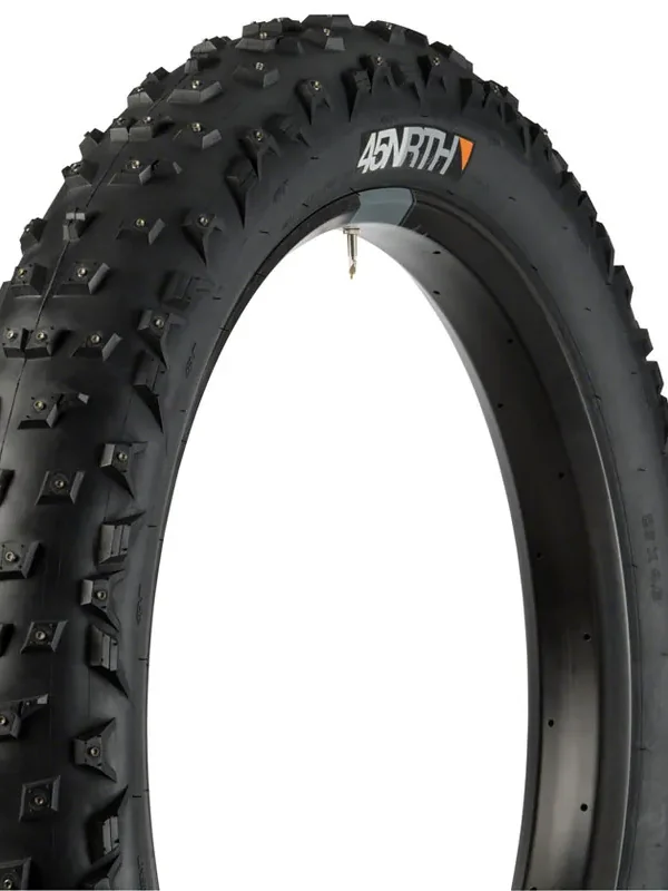 Best Choice 45NRTH Wrathchild Tire - 26 x 4.6 Tubeless Folding Black 120 TPI 224 XL Concave Carbide Aluminum Studs