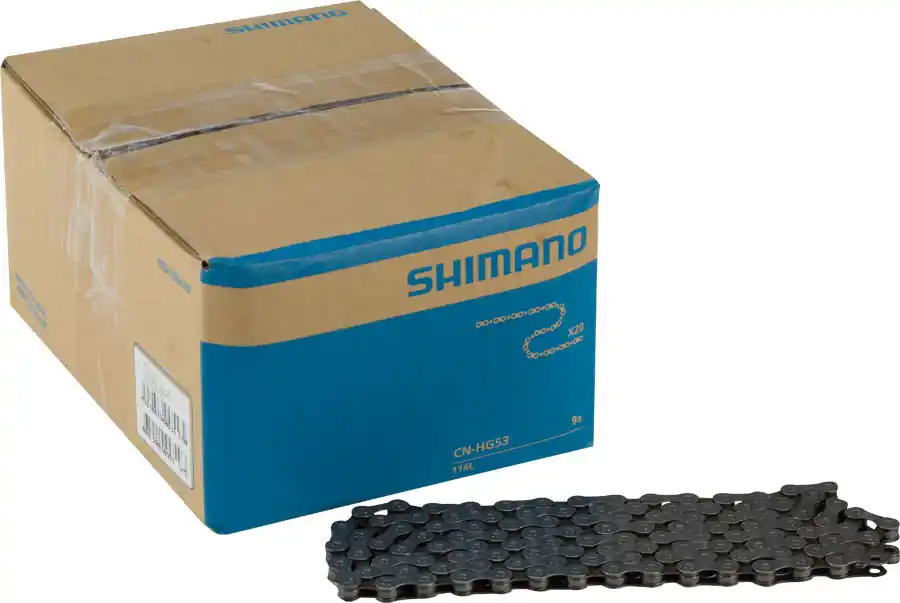 Shimano CN-HG53 Chain - 9-Speed 116 Links Gray Box of 20  | Bikeparts.Com Direct From Factory