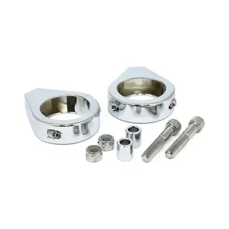 DOSS Smooth Edge Fork Mount Clamp Kit in Chrome Finish For 49mm Forks With 5/16 Inch Hole Lango Markers (41-040) Instant Buy