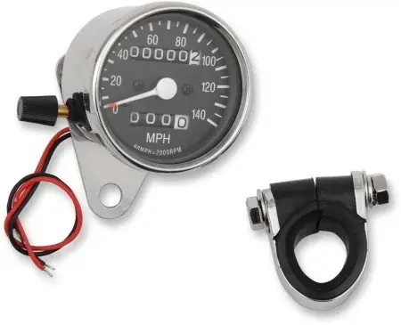 Drag Specialties 2.4 Inch Mechanical Speedometer MPH 2:1 With Trip-Meter in Chrome Housing Black Face in Finish (21-6815-BX15) Grab Now