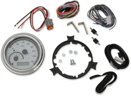 Best Price Dakota Digital MVX Series Analog Gauge Systems in White/Gray/Chrome Finish For 1996-2003 FLHR, 1996-2003 FXST/FLST And FXDWG Models (MVX-2002-WG-C)