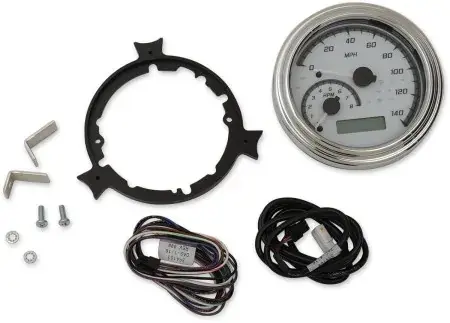 Luxury Dakota Digital MVX Series FatBob Analog/Digital Gauge Systems in White/Gray Chrome Finish For 2004-2010 Softail, 2004-2011 Dyna And 2004-2013 Road King Models (MVX-2004-WG-C)