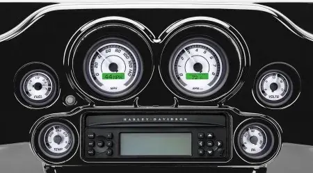 Handmade Dakota Digital Six-Gauge Kit MVX-8K Series in White/Gray Background With Black Bezel Finish For 1996-2003 FLT/FLHT/FLHR Models (MVX-8600-WG-K)