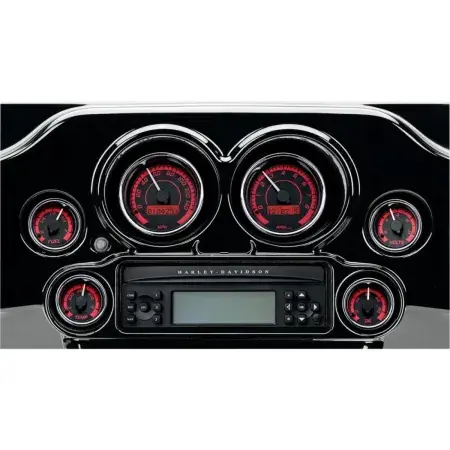 Dakota Digital Gauge Kit MVX-8K Series in Black Red Background With Chrome Bezel For 2004-2013 FLHT/FLTR/FLHX And HD FL Trike Models (MVX-8604-KR-C) Express Delivery