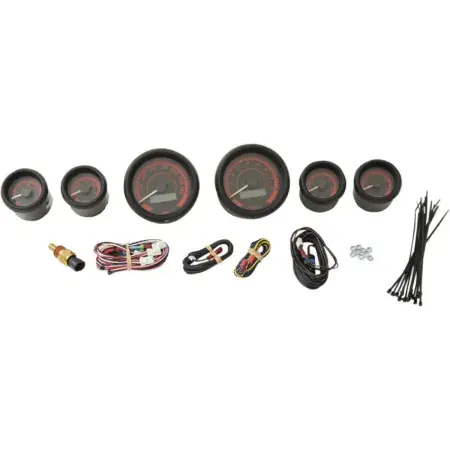 Dakota Digital Gauge Kit MVX-8K Series in Black/Red Background With Black Bezel For 2004-2013 FLHT/FLTR/FLHX And HD FL Trike Models (MVX-8604-KR-K) Exclusive Offer