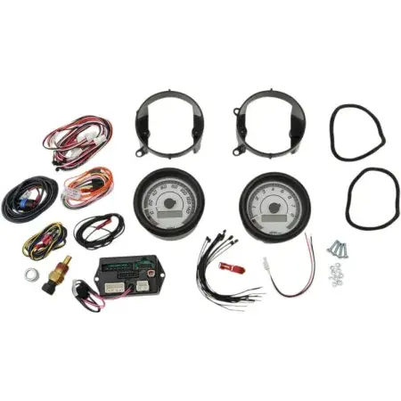 Secure Checkout Dakota Digital Two-Gauge Kit MVX-8K Series in White/Black Background With Black Bezel Finish For 1996-2003 FLT/FLHT/FLHR Models (MVX-8200-WK-K)